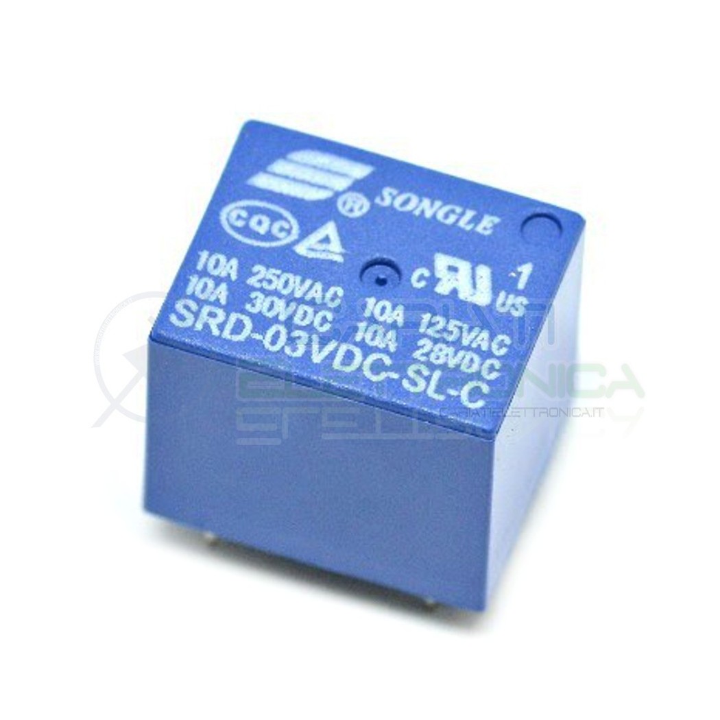 Relè SRD-03VDC-SL-C con Bobina 3V contatto Spdt 10A singolo Scambio Circuito Stampato Songle