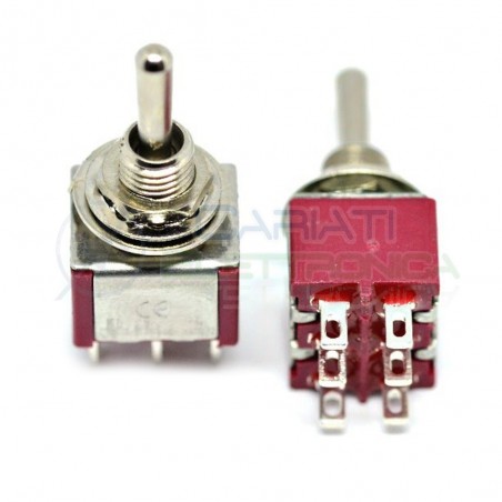 Interruttore Deviatore a Leva ON OFF ON 2A 250V 6 Pin DP3T