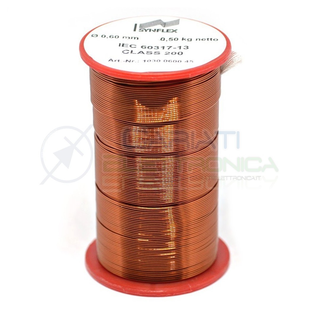Rotolo filo Cavo bobina di rame singolarmente smaltato per avvolgimenti da 0,6mm 0,5KgSynflex