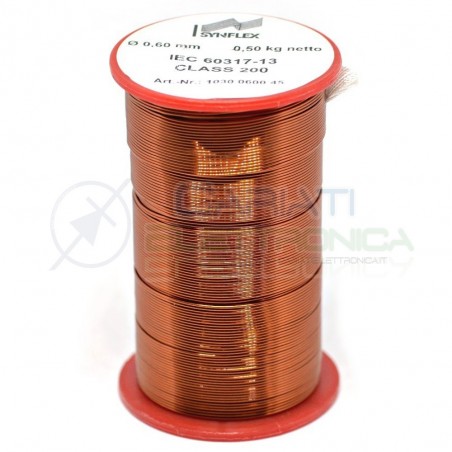 Rotolo filo Cavo bobina di rame singolarmente smaltato per avvolgimenti da 0,6mm 0,5KgSynflex