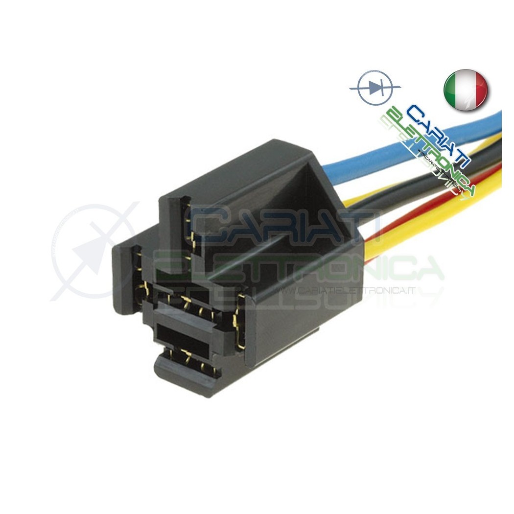 10 PEZZI Zoccolo per relè relay 5 pin 40A Auto Camper lunghezza cavi 20cm
