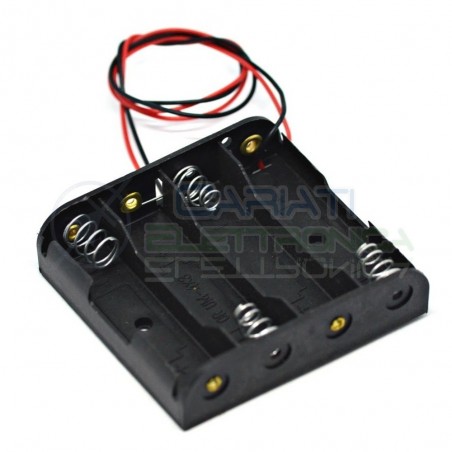 Porta Batteria stilo 4 posti con Cavo Pile AA LR06 PortaBatteria Generico