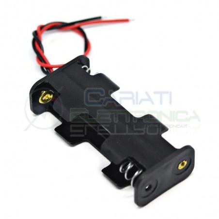 2 Pezzi Porta Batteria Porta Batteria Per 2 Pile Pila AA con Cavi Generico