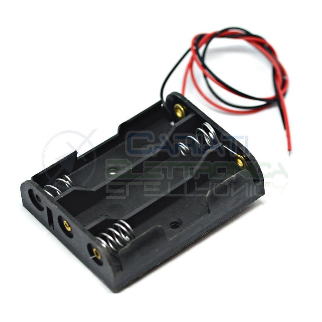 Porta Batteria PortaBatterie Per 3 Pile AAA con Cavi