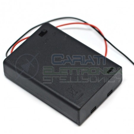 1 PEZZO Porta Batteria PortaBatteria Per 3 Pile AA con Interruttore e Cavi