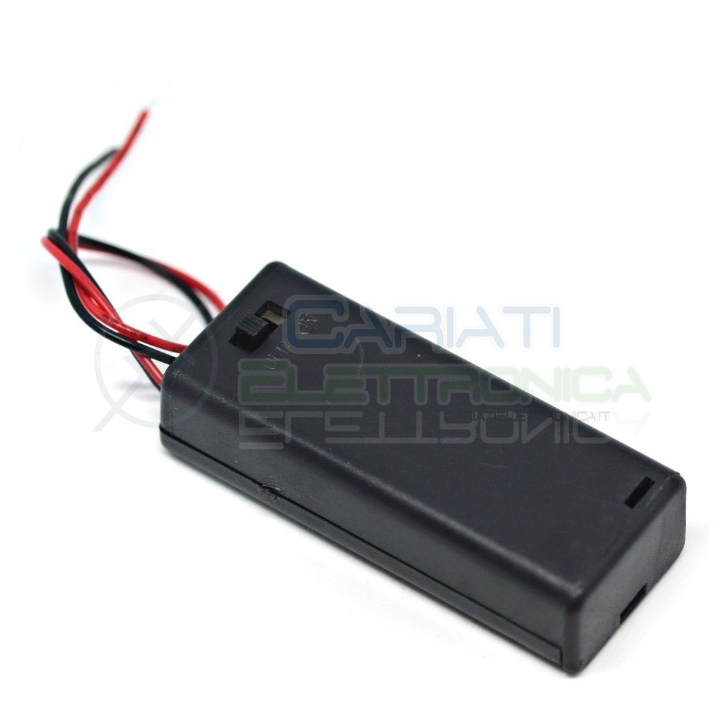 1 PEZZO Porta Batteria PortaBatterie Per 2 Pile AAA con Interruttore e Cavi