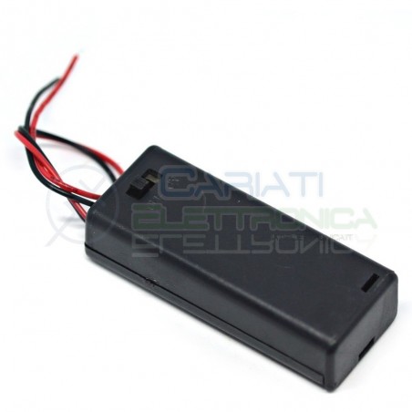 1 PEZZO Porta Batteria PortaBatterie Per 2 Pile AAA con Interruttore e Cavi