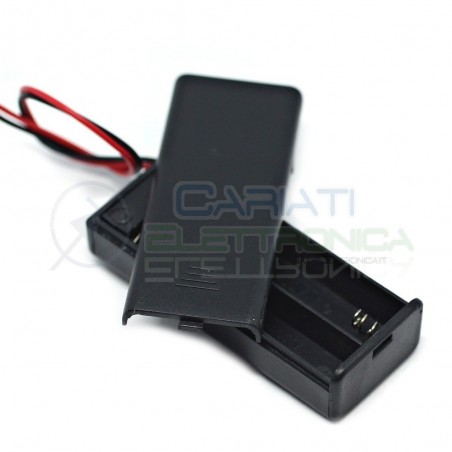 1 PEZZO Porta Batteria PortaBatterie Per 2 Pile AAA con Interruttore e Cavi