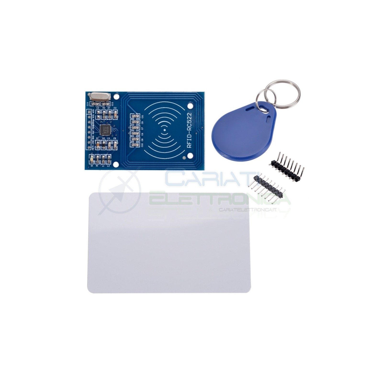 Lettore RFID mifare RC522 reader con portachiavi e card transponder arduino pic