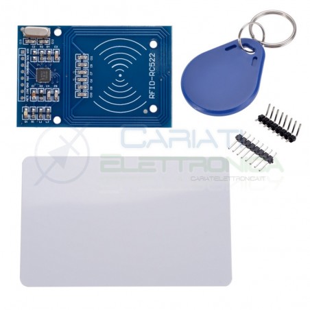 Lettore RFID mifare RC522 reader con portachiavi e card transponder arduino pic