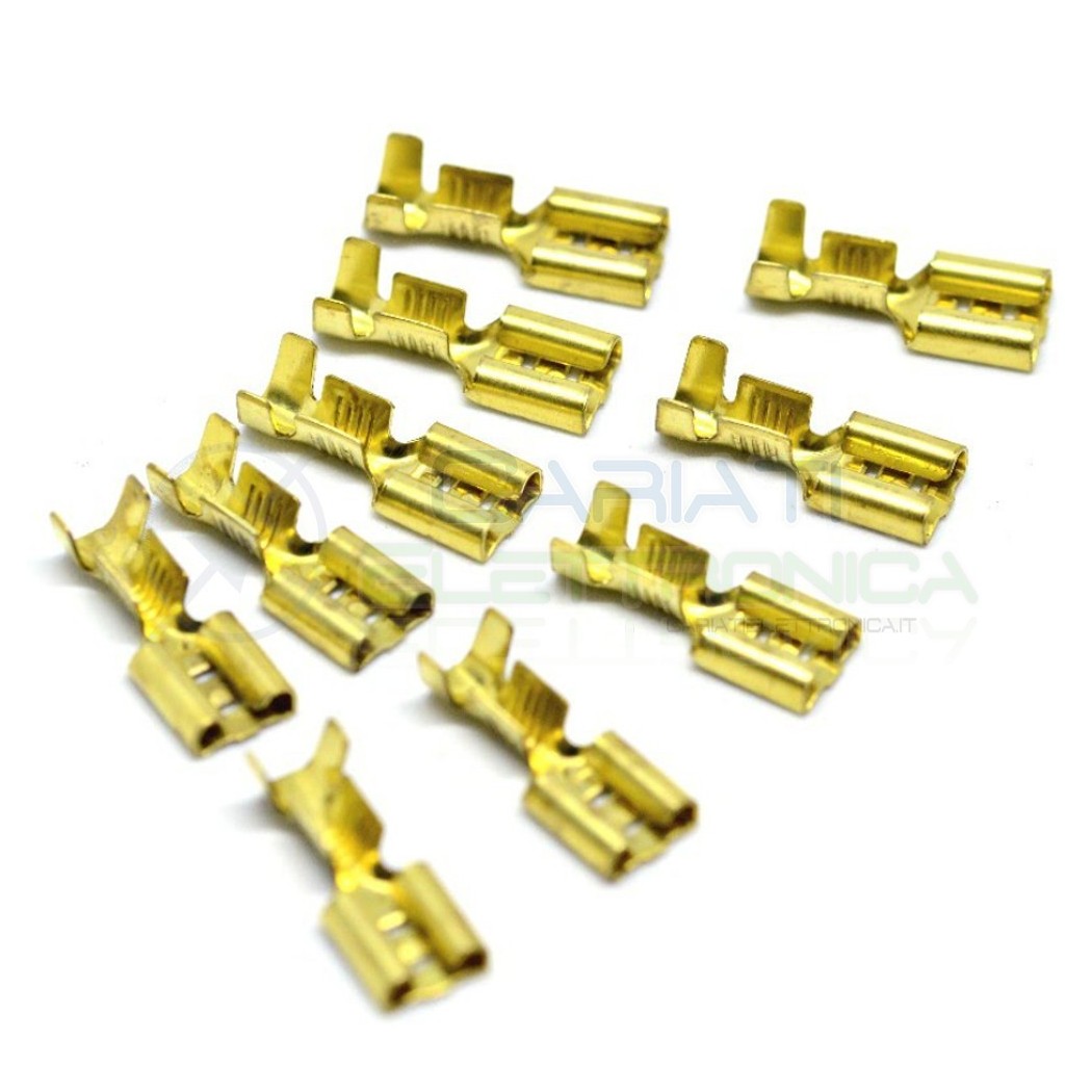 50 PEZZI FASTON FEMMINA 6,35MM X 0,8MM 1/2,5MM2 6.35X0.8