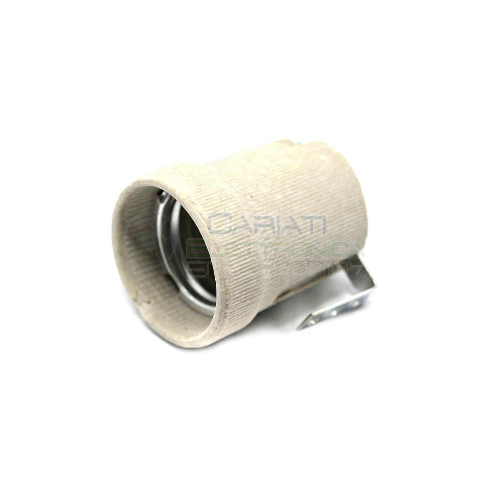 1 PORTALAMPADA CERAMICO IN CERAMICA CON STAFFA PER ATTACCO E27 E 27