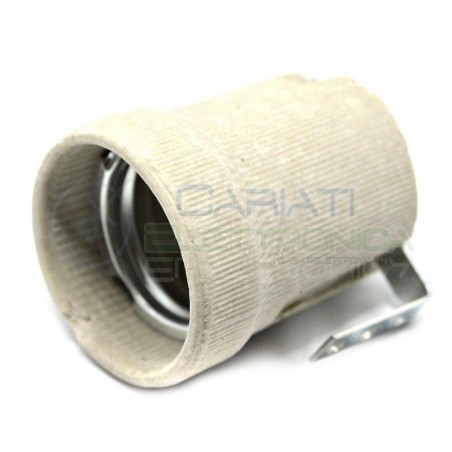 1 PORTALAMPADA CERAMICO IN CERAMICA CON STAFFA PER ATTACCO E27 E 27