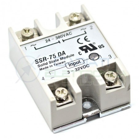 Relè Statico 75A 3-32Vdc 24-380Vac SSR-75 DA Stato Solido Relay