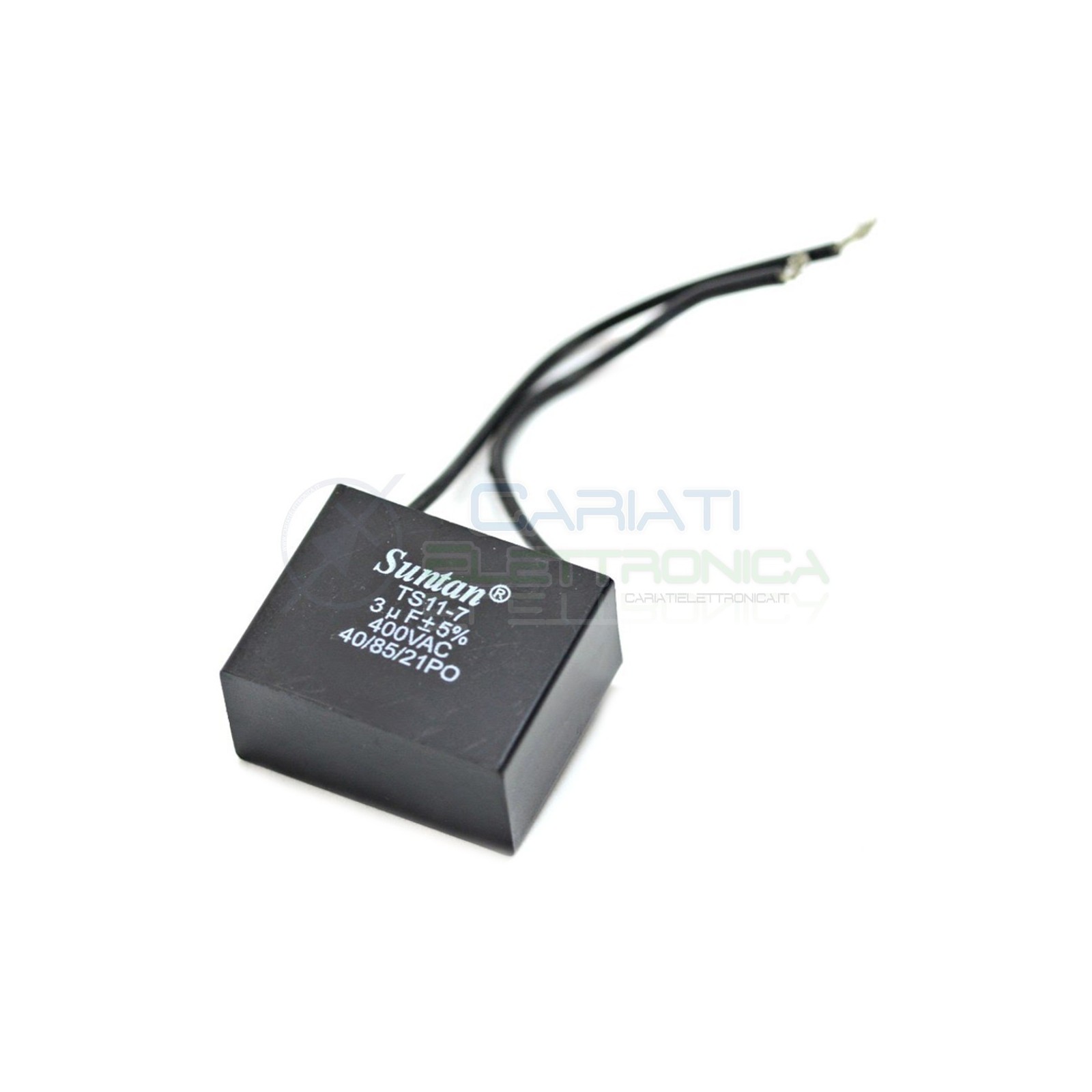 Condensatore per avvio motore 3uF 400Vac 38x18x30 5% terminale a filo