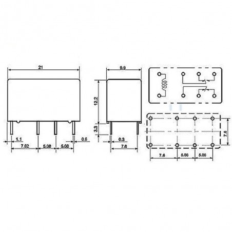 Relè Doppio Scambio HK19F-DC 12V-SHG 12VDC 5V DPDT 2AHONGFA RELAY
