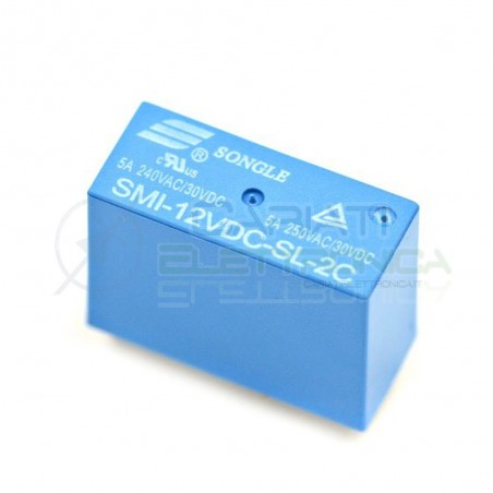 Relè Songle SMI-12VDC-SL-2C con bobina da 12Vdc 5A 30Vdc 5A 250Vac DPDT