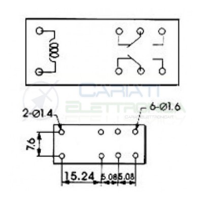 Relè Songle SMI-12VDC-SL-2C con bobina da 12Vdc 5A 30Vdc 5A 250Vac DPDT