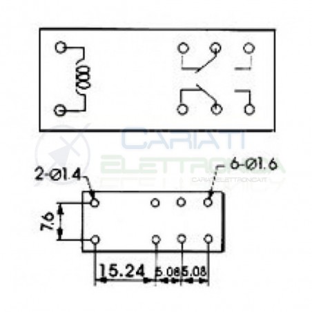 Relè Songle SMI-12VDC-SL-2C con bobina da 12Vdc 5A 30Vdc 5A 250Vac DPDT