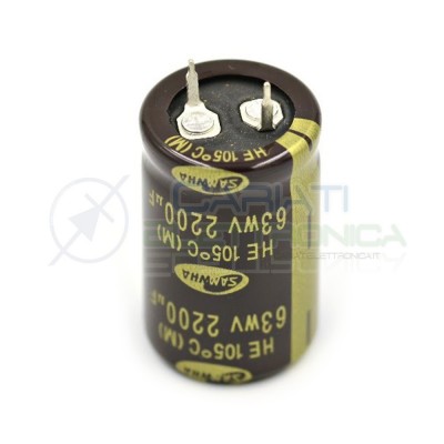 Condensatore elettrolitico SNAP IN 2200 uF 2200uF 63V 105° SAMWHASamwha