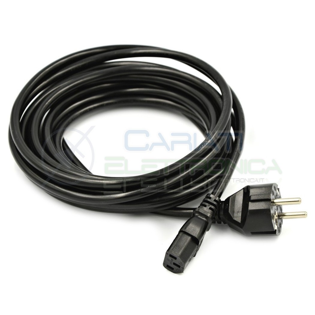 Cavo di alimentazione CEE 7/7 (E/F) con spina IEC C13 femmina 1,8m nero PVC 16AGenerico