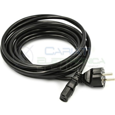 Cavo di alimentazione CEE 7/7 (E/F) con spina IEC C13 femmina 3m nero PVC 16AGenerico