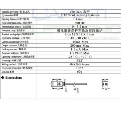 Sensore di Prossimità Induttivo PNP NO 10-30Vdc SN04-P Finecorsa ArduinoGenerico