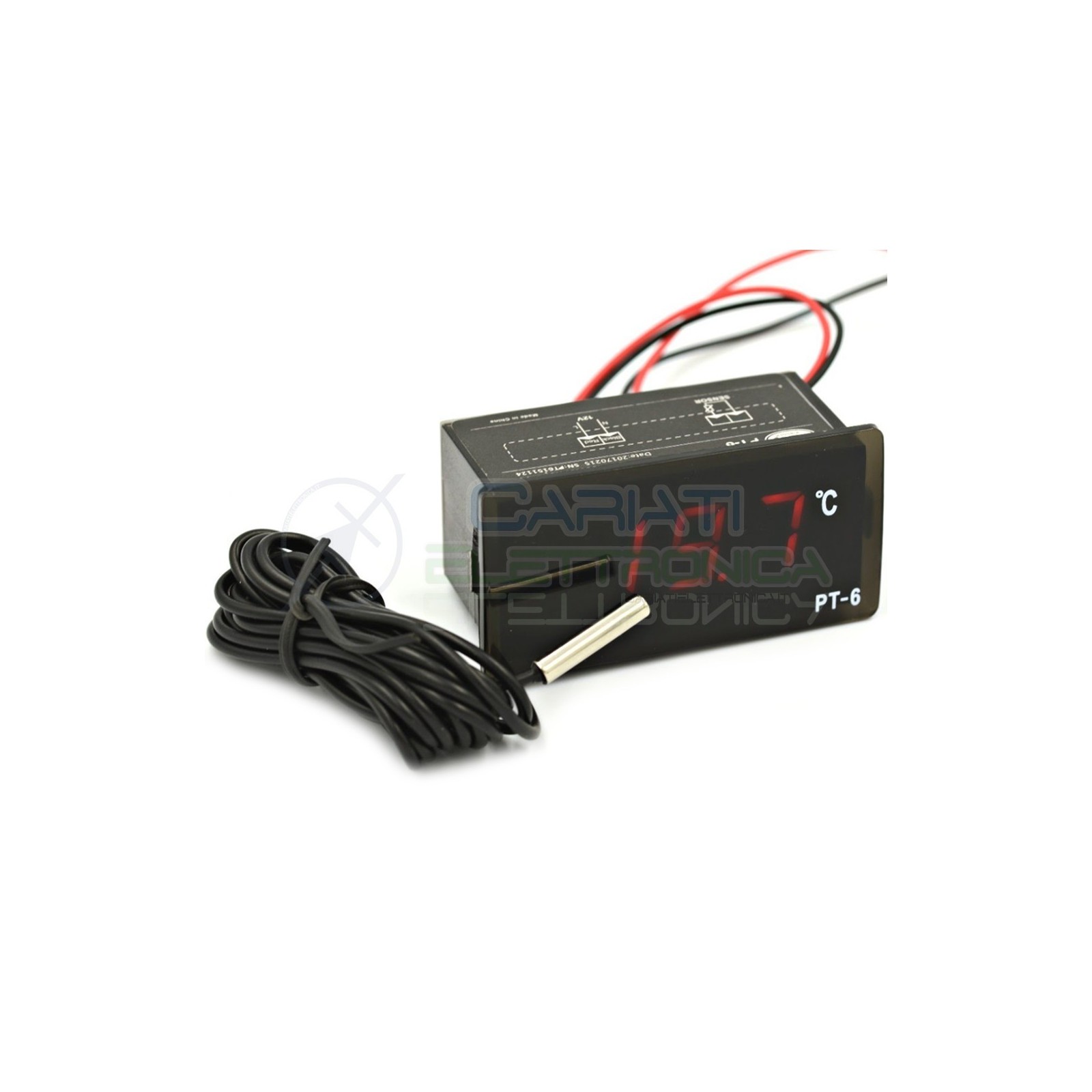 Display Termometro 12V Digitale con Led rosso -40 a 110°C con sonda temperatura NTC Generico