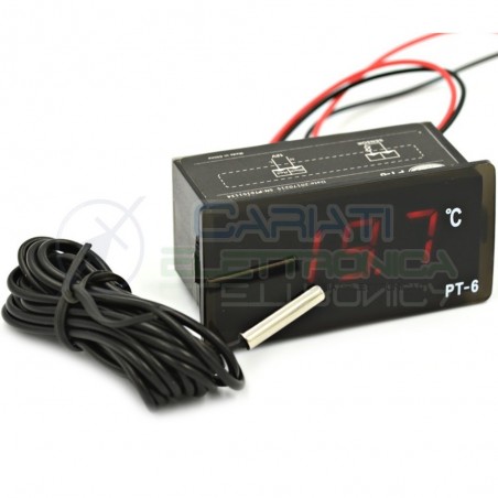 Display Thermometer 12V Digital with Led red -40 a 110°C with sensor NTCGenerico