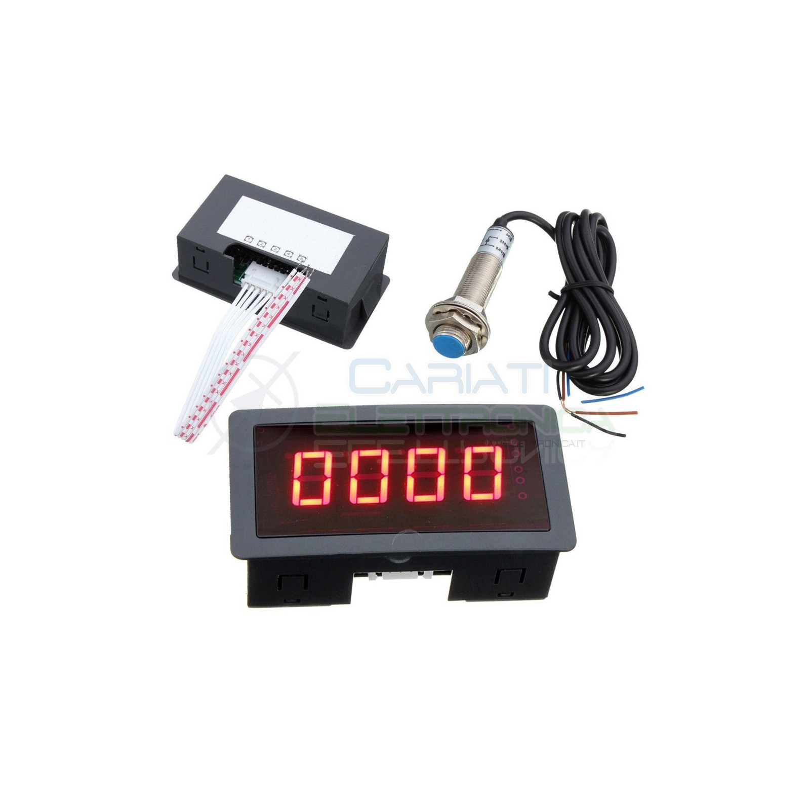 CONTAGIRI TACHIMETRO DIGITALE a LED ROSSO 9999rpm 8v 12v 24v con sensoreGenerico