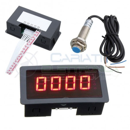 CONTAGIRI TACHIMETRO DIGITALE a LED ROSSO 9999rpm 8v 12v 24v con sensoreGenerico