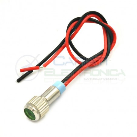 SPIA DI SEGNALAZIONE LUMINOSA 12V LED VERDE BASSO PROFILO IP65