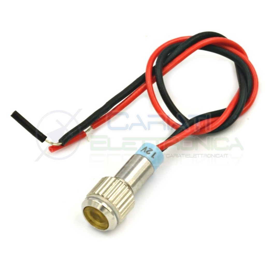 SPIA DI SEGNALAZIONE LUMINOSA 12V LED GIALLO AMBRA BASSO PROFILO IP65