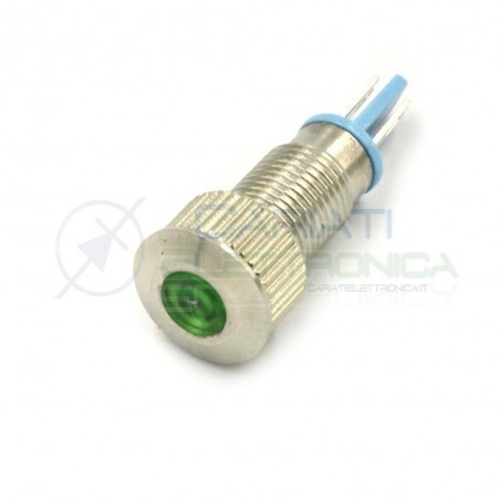 SPIA DI SEGNALAZIONE LUMINOSA 12V LED VERDE BASSO PROFILO IP65