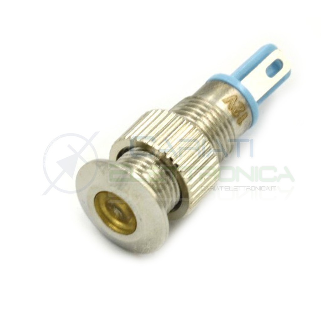SPIA DI SEGNALAZIONE LUMINOSA 12V LED GIALLO AMBRA BASSO PROFILO IP65