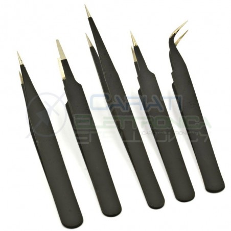 KIT PINZETTE PINZE PINZA ANTISTATICHE PER ELETTRONICA PCB CHIP IC PROFESSIONALE