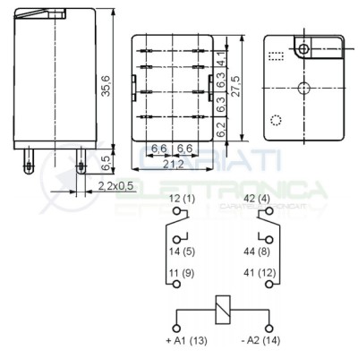 Rele R2 RELPOL 230Vac 12A 2 scambi DPDP R2-1012-23-5230