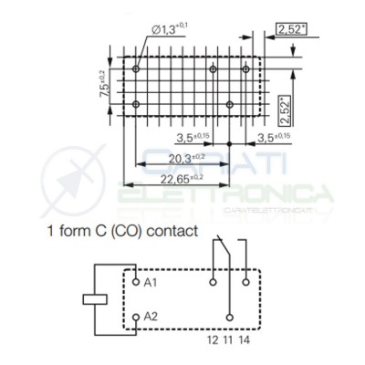 Relè SPDT TE Connectivity RT114730 bobina 230V Corrente max 12A PCB 5 PIN