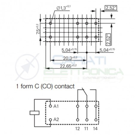 Relè DPDT TE Connectivity RT424730 bobina 230V Corrente max 8A PCB 8 PIN Schrack