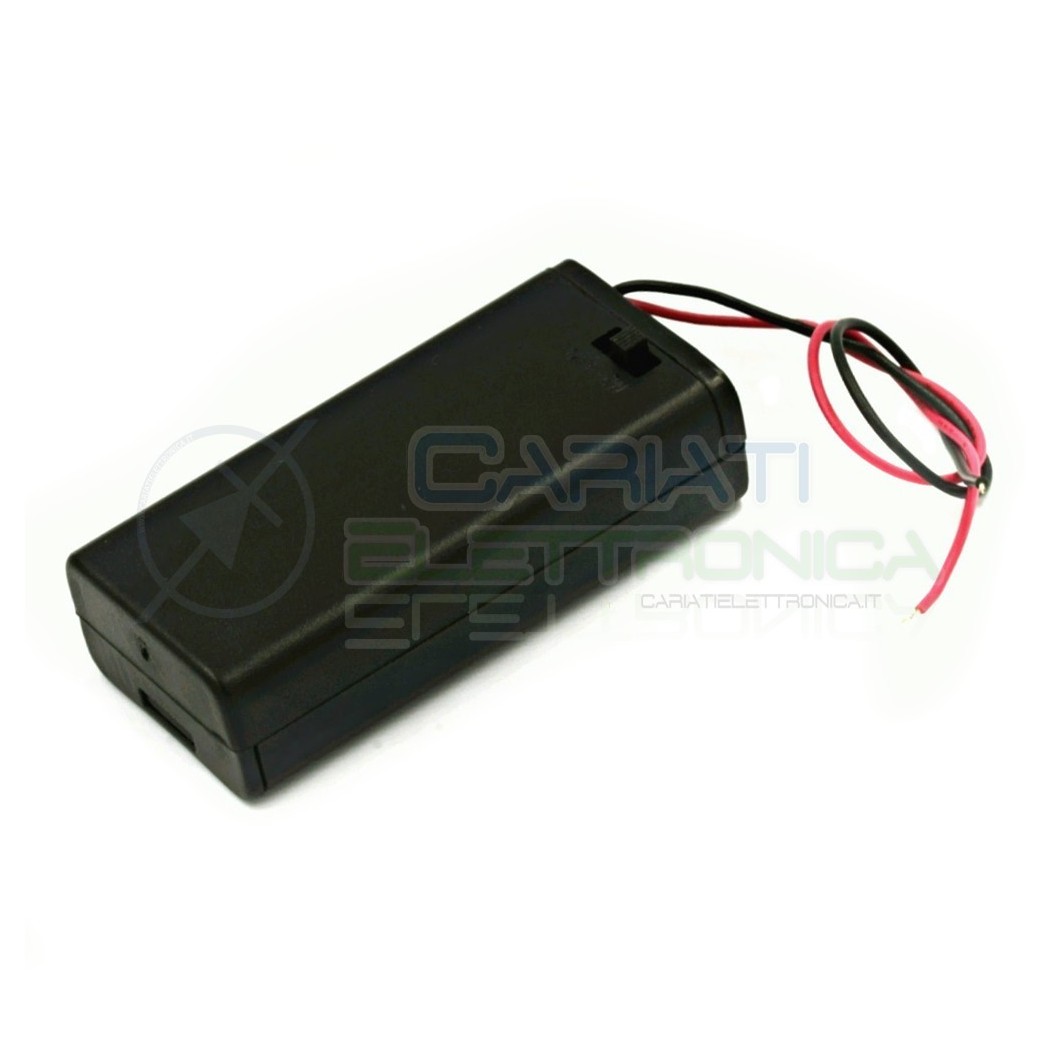 Porta Batteria Per 2 Pile AA con Interruttore e CaviGenerico