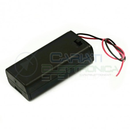 Porta Batteria Per 2 Pile AA con Interruttore e CaviGenerico