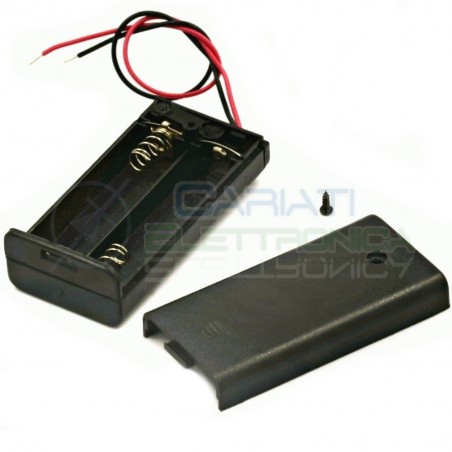 Porta Batteria Per 2 Pile AA con Interruttore e CaviGenerico