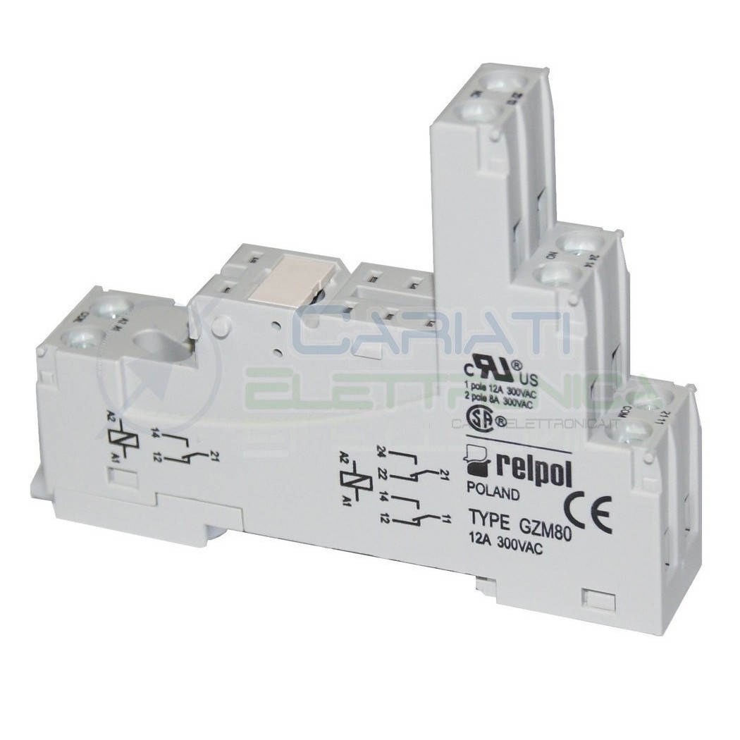 Portarelè Zoccolo DIN RELPOL 300V 12A per Relè 8 pin Pcb porta RelayRelpol