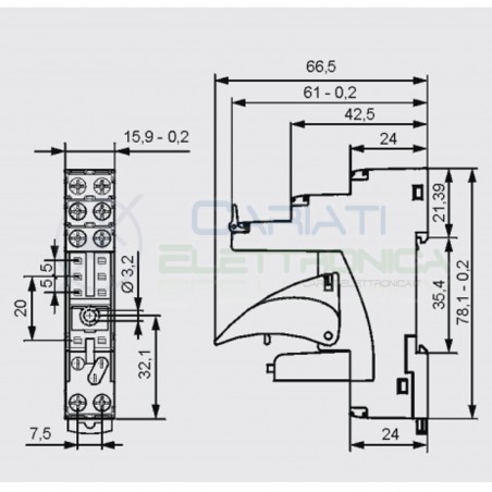 Portarelè Zoccolo DIN RELPOL 300V 12A per Relè 8 pin Pcb porta RelayRelpol