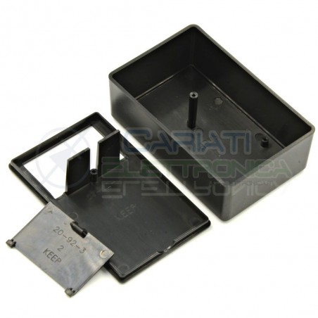 Contenitore custodia 109x70x40 mm con vano pila AA AAA o 9V in ABS nero