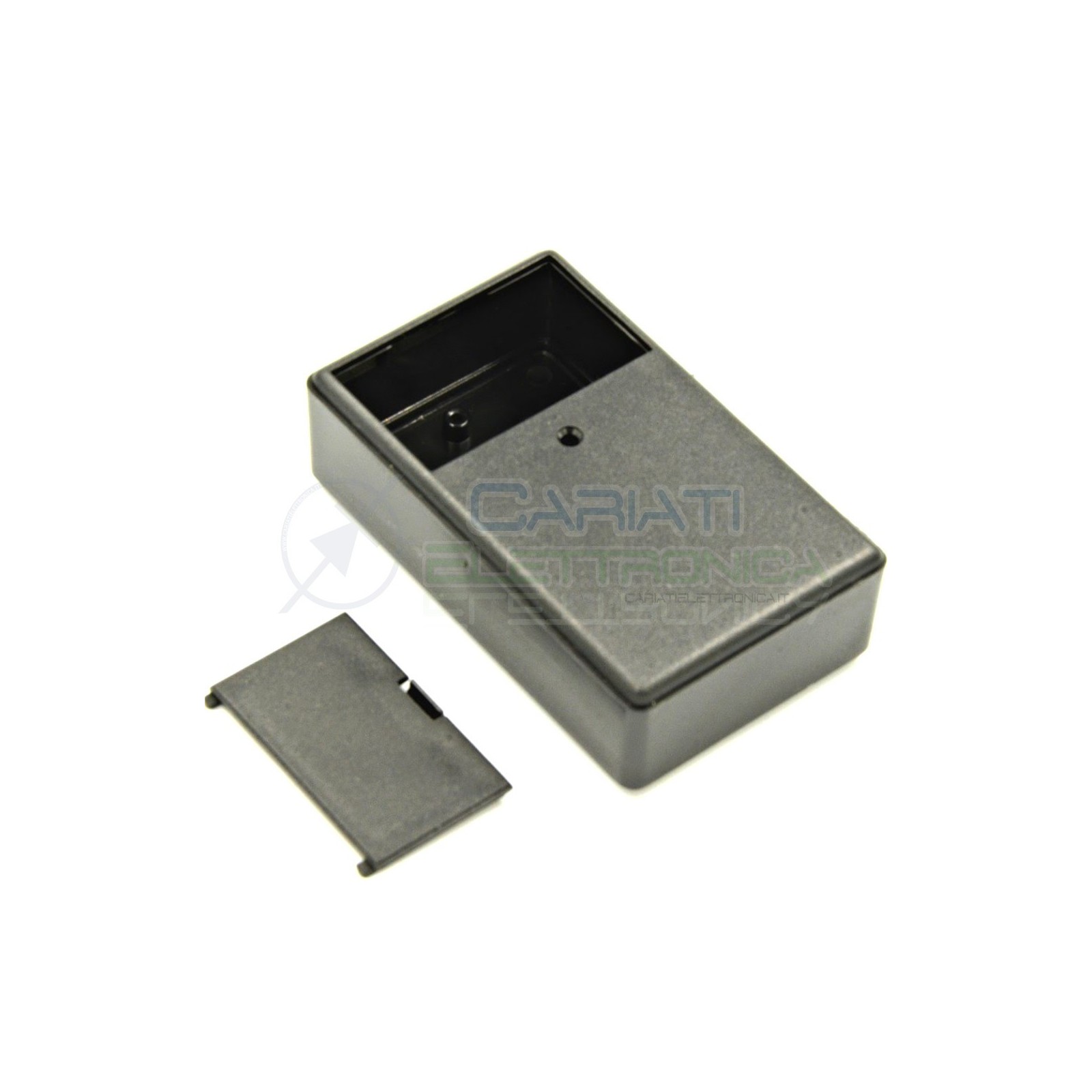 Contenitore custodia 99x60x30mm con vano pila AA AAA o 9V in ABS nero