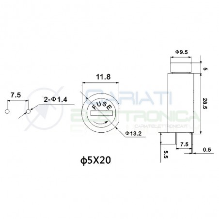 PORTAFUSIBILE PER FUSIBILE 5X20 IN VETRO O CERAMICO PCB PORTA