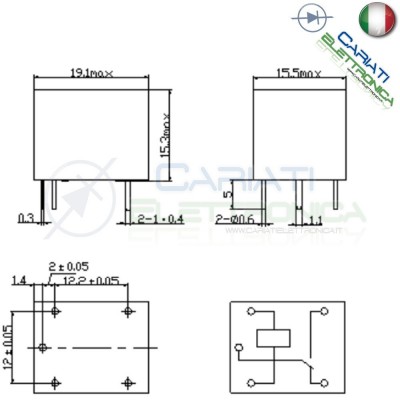 Scheda Relè 12V Dc 10A Singolo 1 Scambio Songle SRD-12VDC-SL-C SPDT PCB Songle