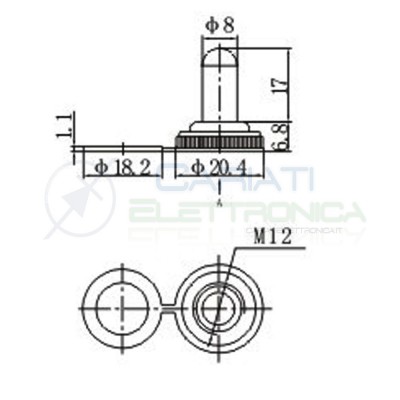 2 pcs Cap Cover black for toggle switch M12 x 0.75