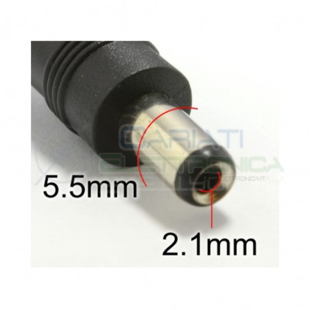2 PEZZI CONNETTORE ALIMENTAZIONE DC A 90° MASCHIO 5,5 X 2,1 X 9,5 mm